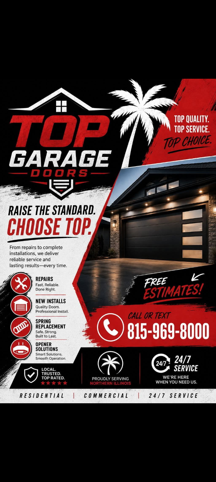 Top Garage Doors service flyer