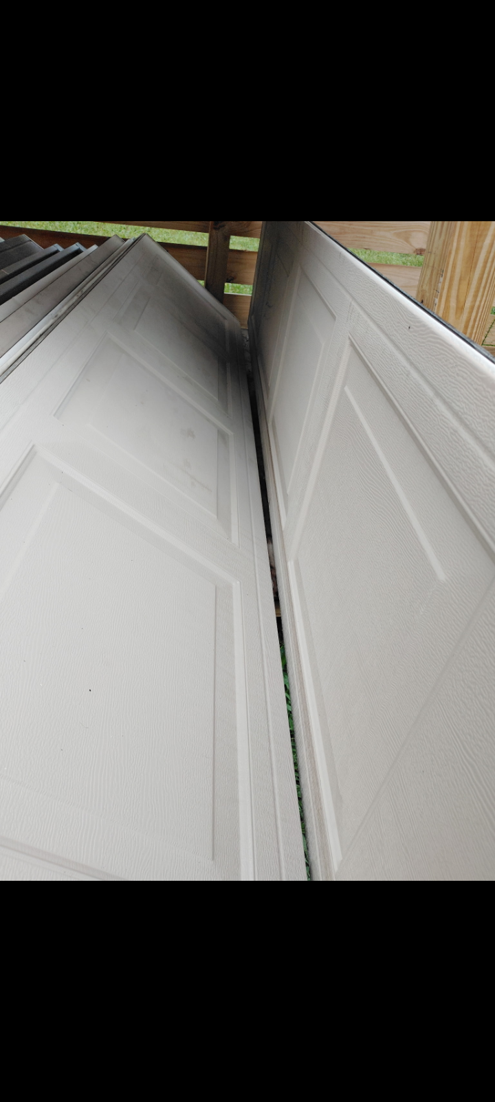 White garage door sections